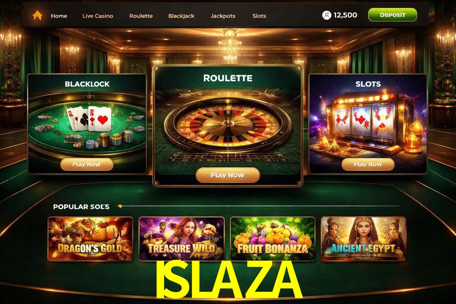 Vista de la plataforma ISLAZA Casino mostrando categorías organizadas de juegos en línea